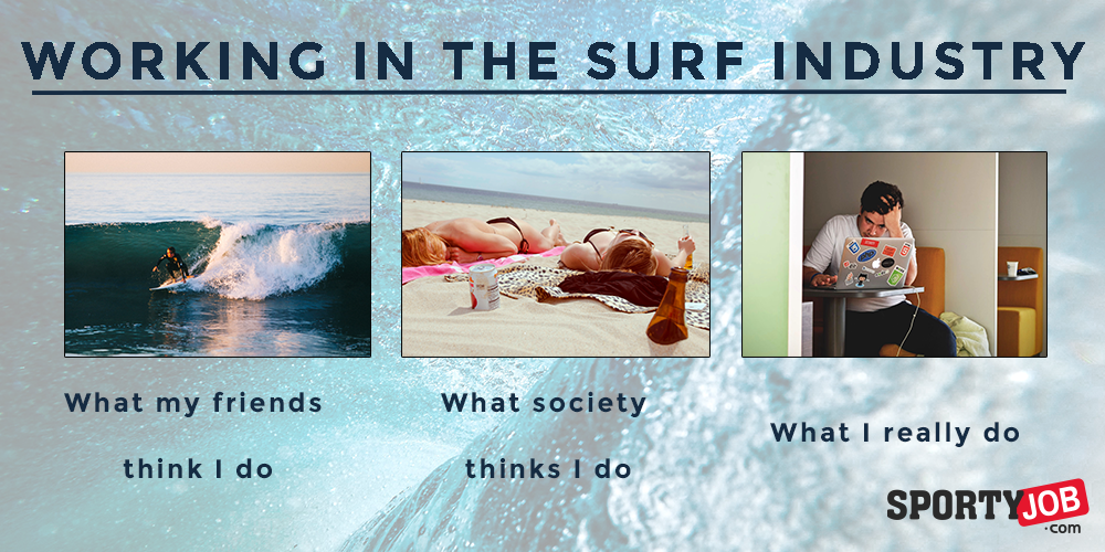 What does it mean to work in the surf industry? You think that it means spending a lot of time surfing. The society thinks that you are actually just relaxing in the sun, being on holidays all year long. What you really do though, is work. On a desk. On a regular schedule.