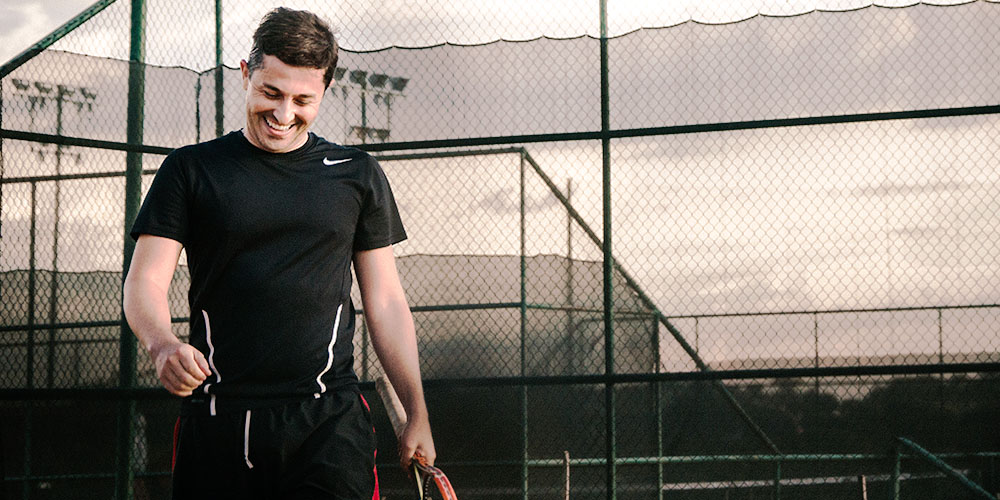 Smiling athlete after a match